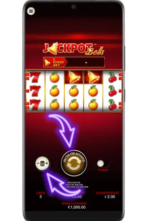 Einsatz platzieren und Jackpot Bells Slot drehen