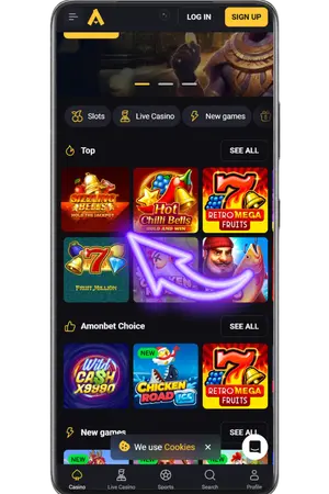 Select Jackpot Bells slot in casino lobby